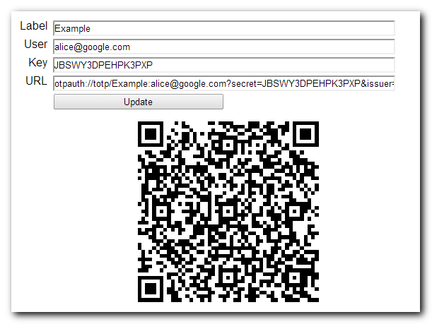 QR Code generator for Google Authenticator