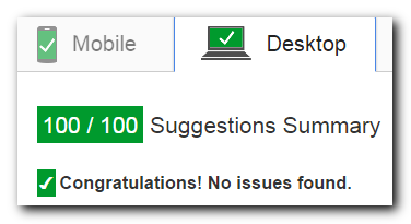 Desktop Pagespeed of 100